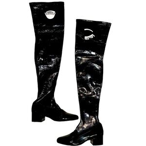 Chaira Feragni Patent Heeled Thigh High Boot